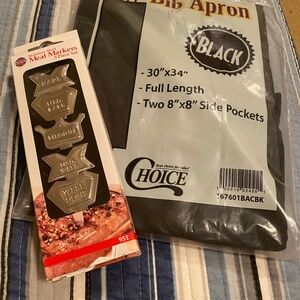 Choices Meat Marker Set and Apron - Silver and Black